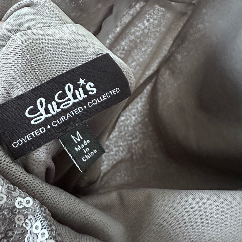 Lulu's Silver Sequin Backless Dress - image 2